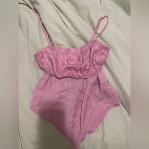 Zara Pink Satin Bow Tie Crop Top (XS)
